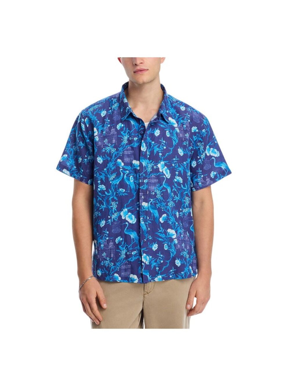 NWT Coniglio Palm Beach Golfview Button-Up Short Sleeve Shirt Cranes Blue
